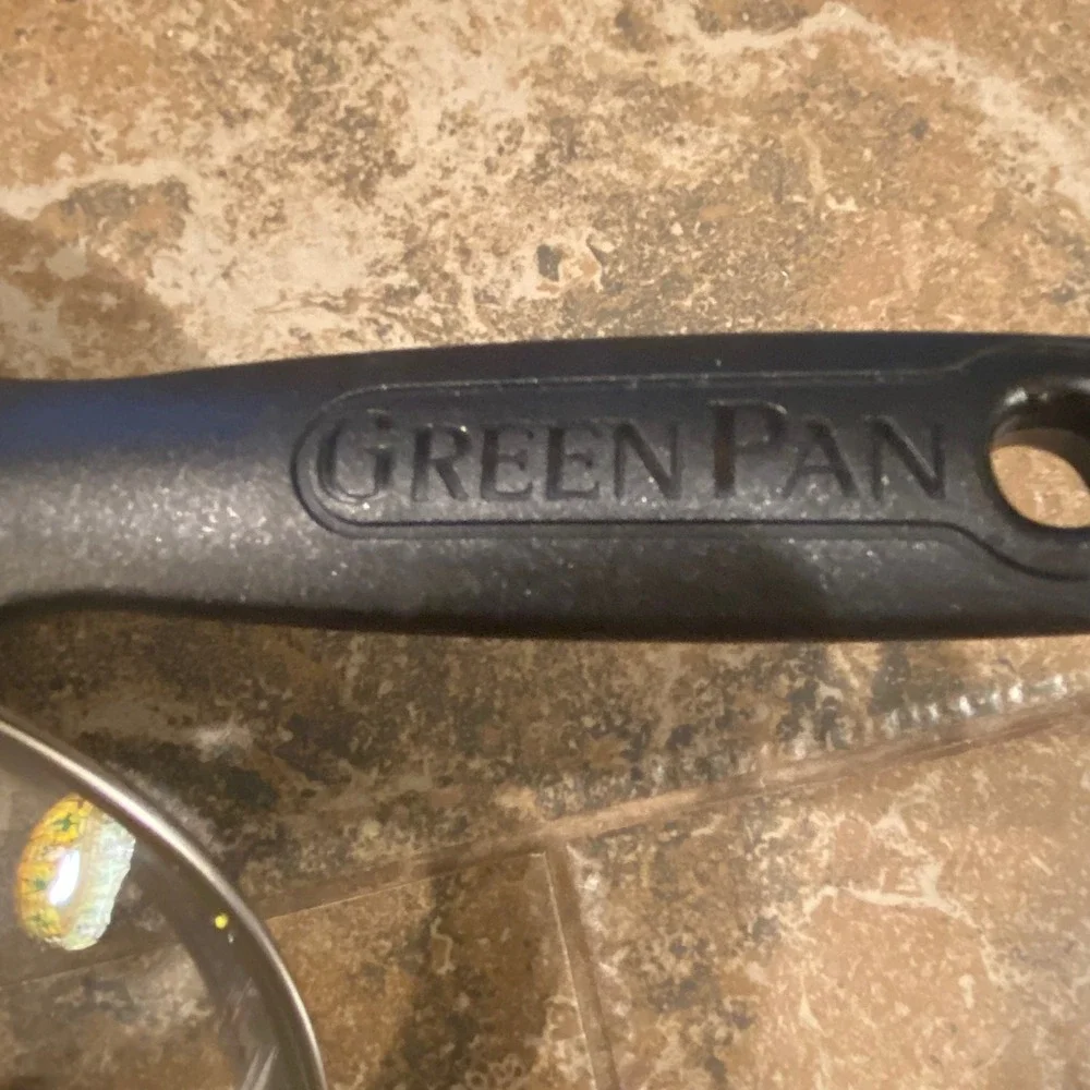 GreenPan Saucepan Small Blue Cream Good Ceramic Nonstick Glass Lid 6.25in